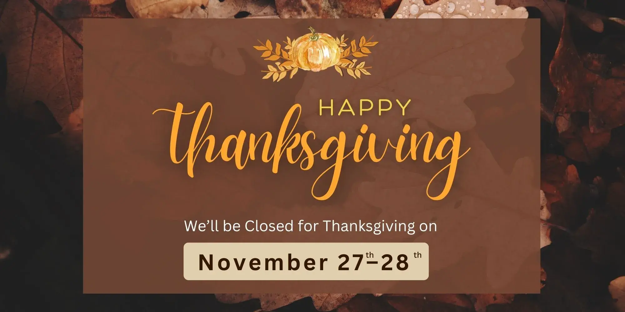 Thanksgiving hours notice for customers at bergey jewelry